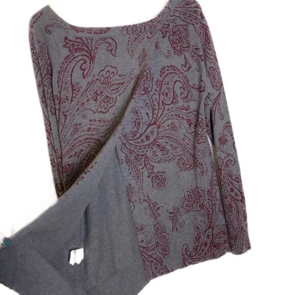 Lucky Brand Long Sleeve Gray Paisley Top, Small - Picture 4 of 4